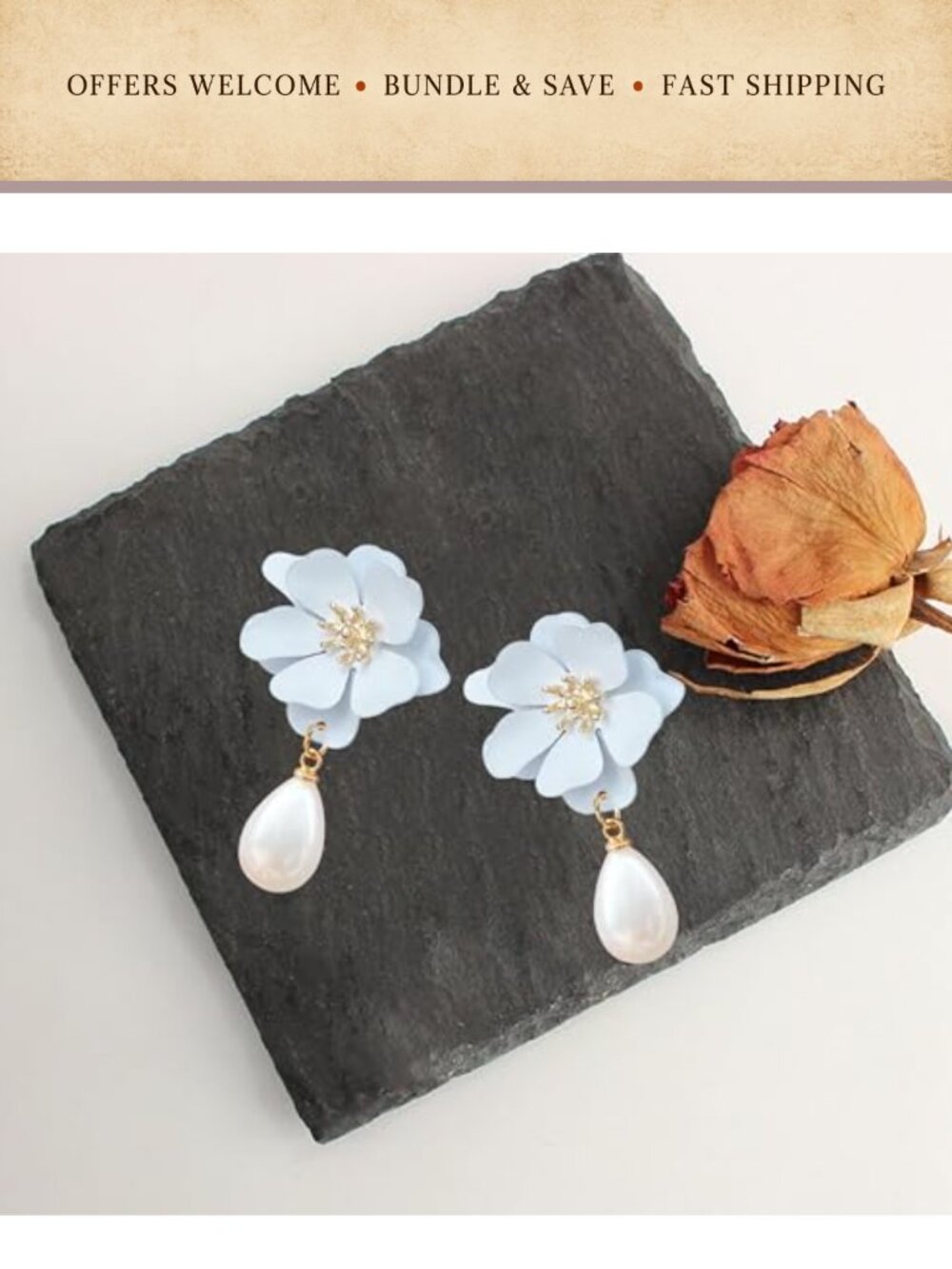 Bohemian Flower Stud Earrings Gold Tone Alloy Floral Petal Jewelry for Women - Picture 5 of 5